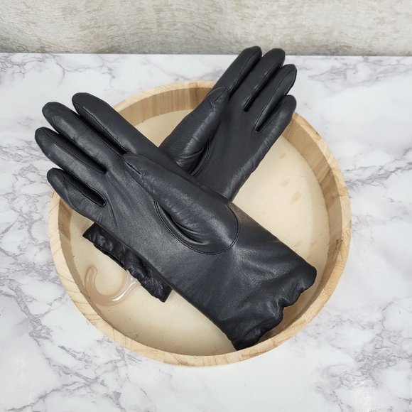 Isotoner Black Leather Driving Gloves with Cashmere Lining ARIS 115 - Picture 5 of 14